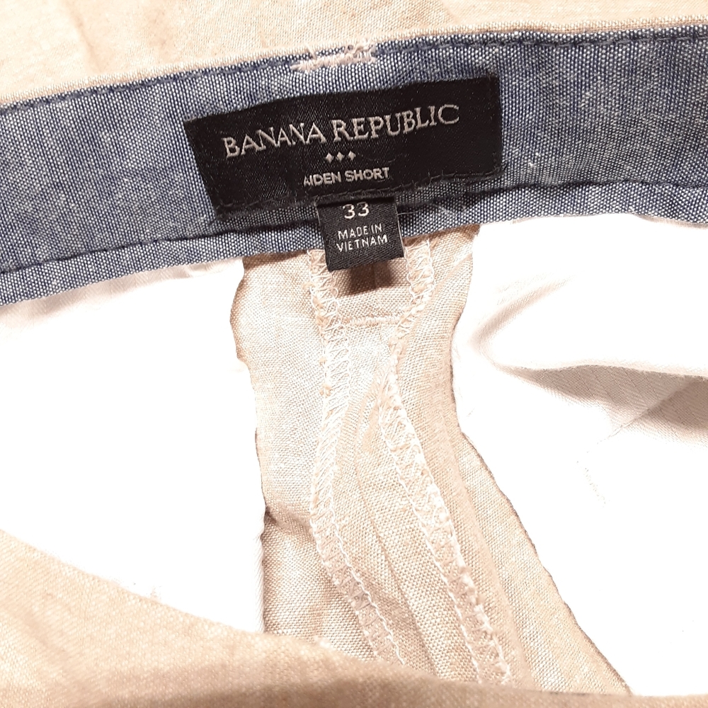 Banana Republic Mens Aiden Chino Shorts Sz.33/Beige Cotton Linen 8" Inseam - Picture 3 of 8